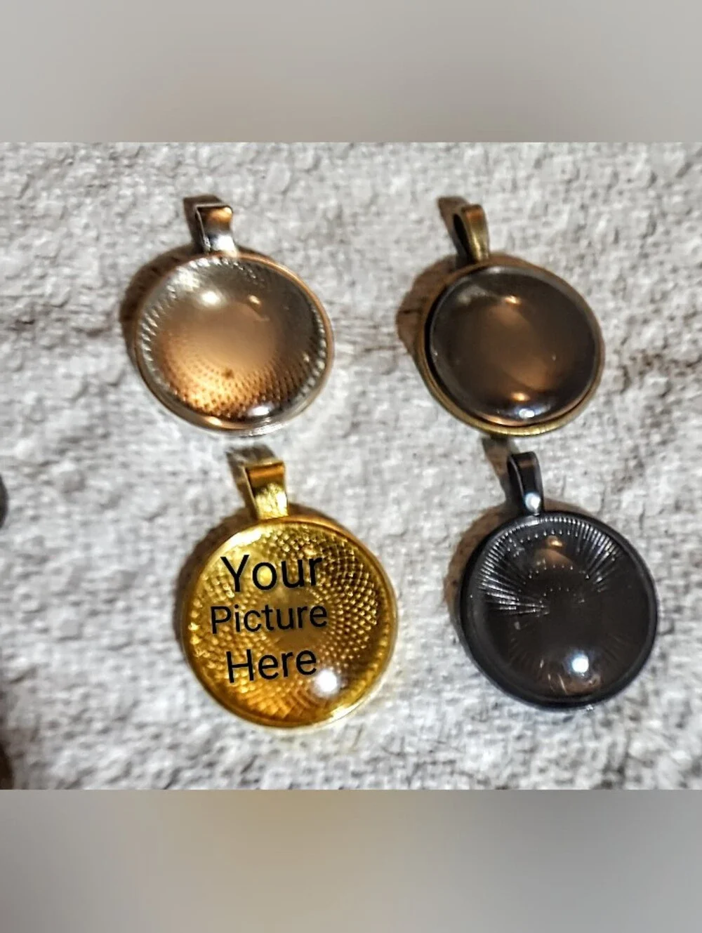 Photo Frame Pendant Necklace Blanks - Gold & Silver Bezel Cabochon Settings